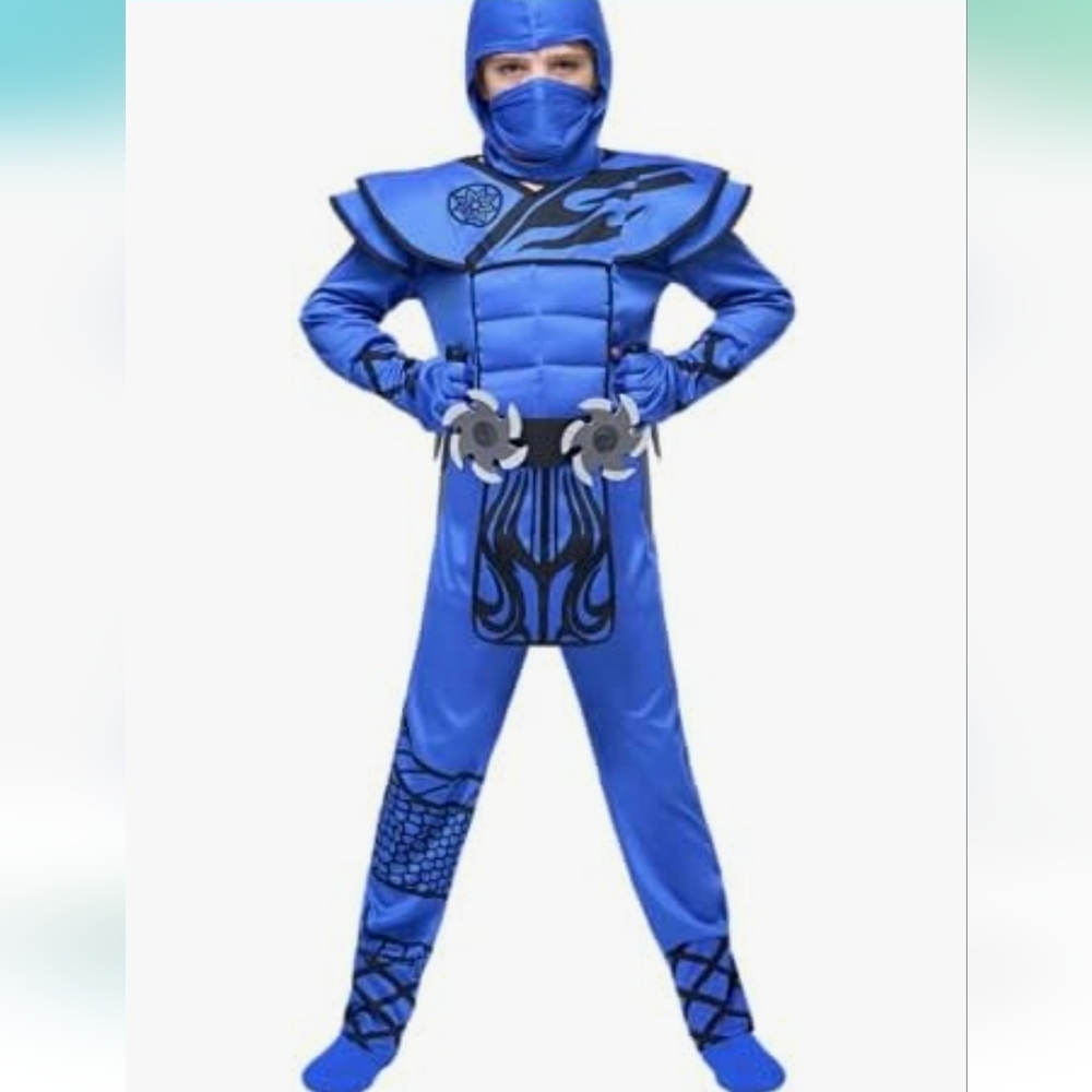 Spooktacular Creations Boy's Ninja Outfit Blue Sz Small